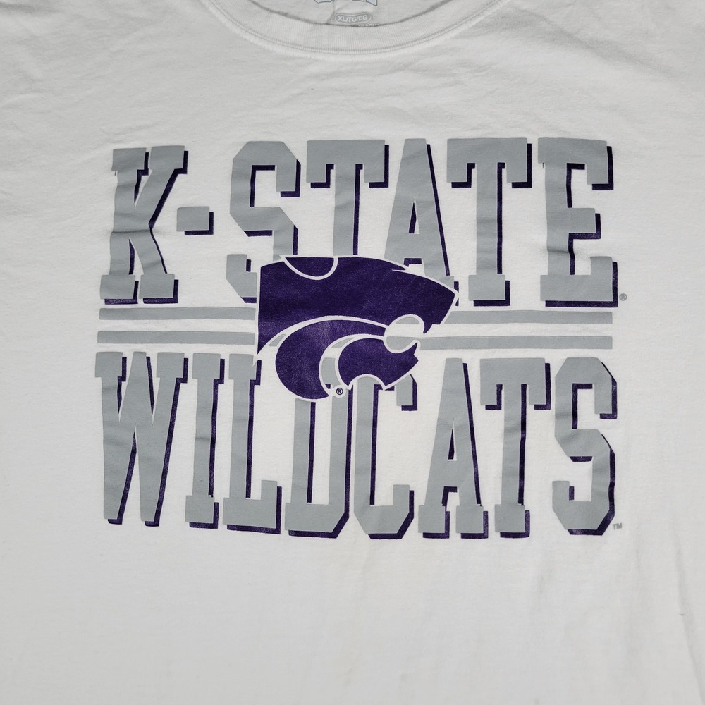 CSA T-Shirt Mens XL White K-State Wildcats Graphic Short Sleeve NCAA Collegiate